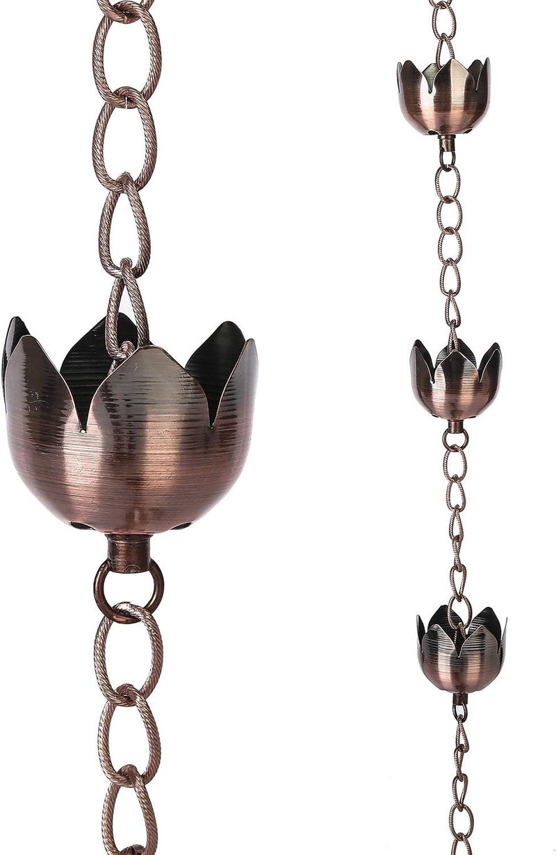 DUSVALLY Rain Chain Decorative 6Ft and Cups Replace Gutter Downspout for Home Garden Patio Outdoor Decor and Gutters, Flower Shape Rain Chains - Image 1
