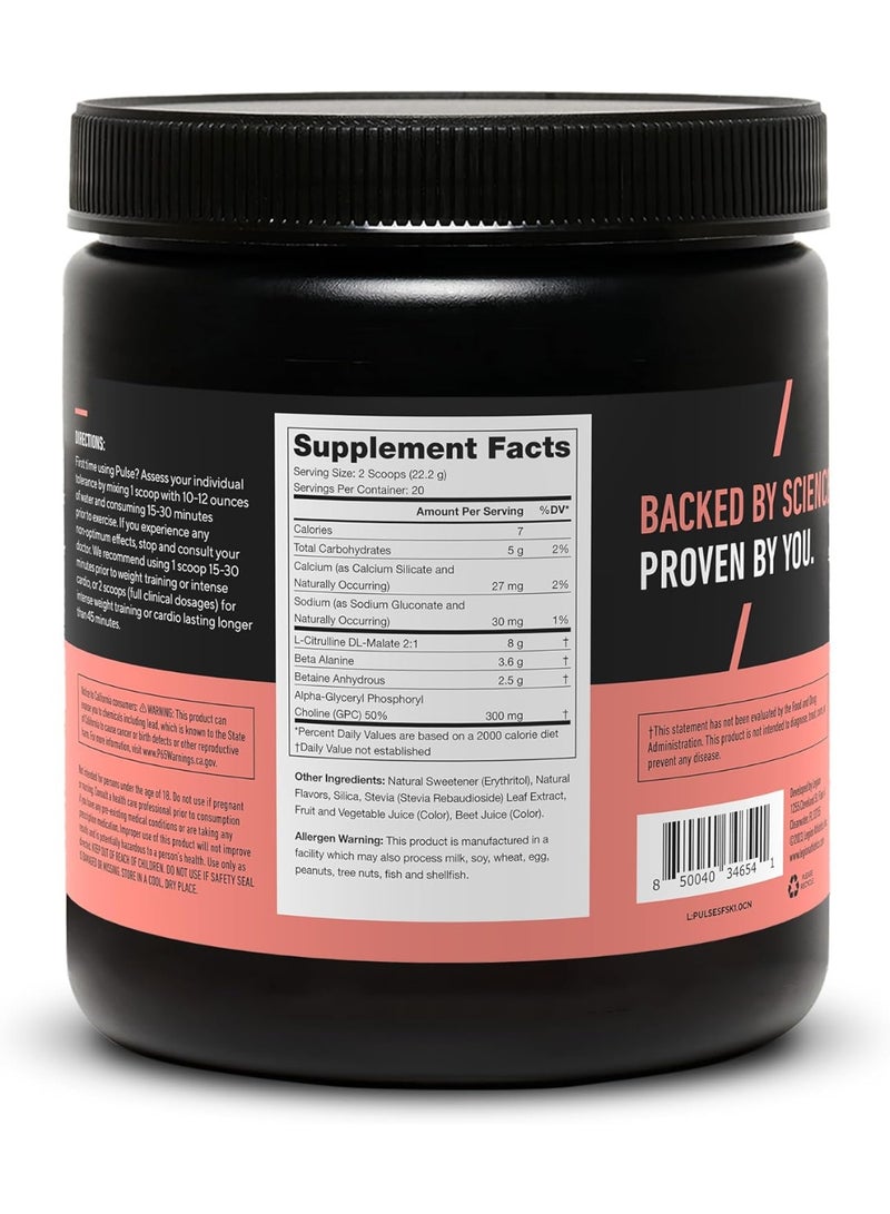 LEGION Pulse Pre Workout Strawberry Kiwi (Caffeine Free) – Natural Nitric Oxide Booster with Citrulline, Beta-Alanine & Alpha-GPC - Image 2