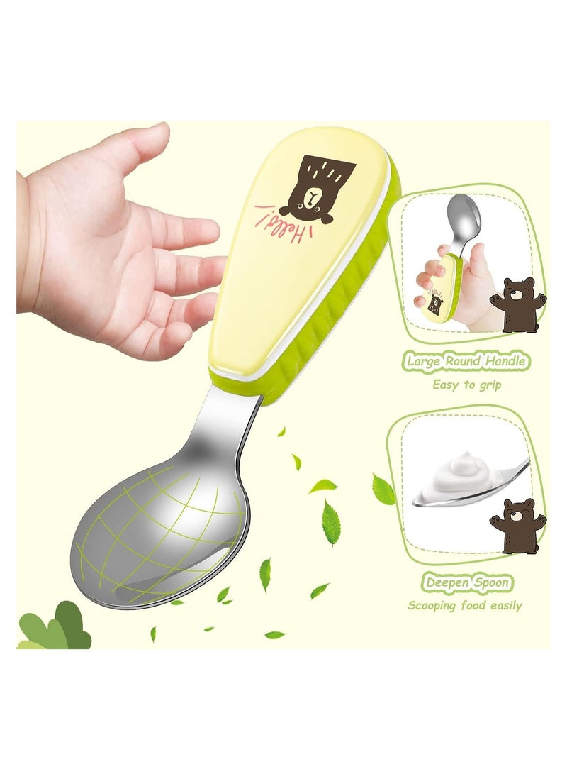 Barakah Packs Stainless Steel Baby Utensils Cutlery Set, Plastic Handle Toddler Spoons Forks Self Feeding for 12 Months Plus Toddler Kids Children - Image 2