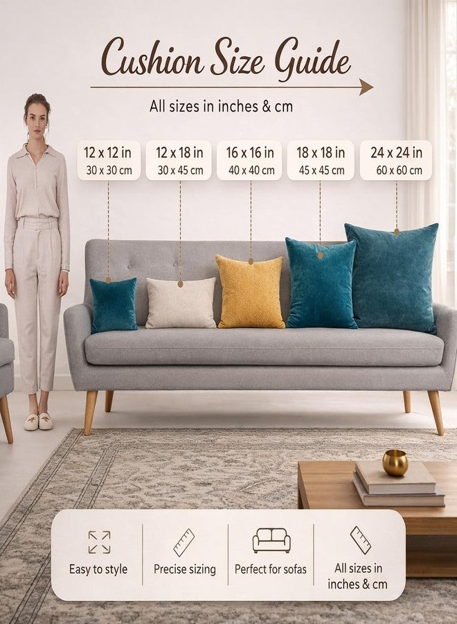 STITCHNEST مجموعة ستيتشنست من 5 أغطية وسائد من البوليستر والقطن - مقاس 18×18 بوصة - طبعة فنية نباتية باللونين البيج والزيتوني - أغطية وسائد أنيقة مزينة بالزهور للأريكة وغرفة المعيشة | مثالية لديكور المنزل - Image 2