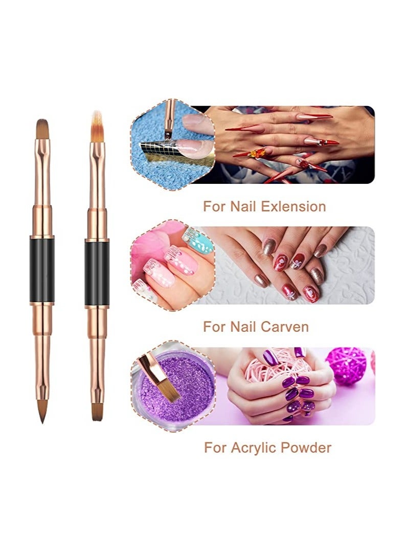 5pcs Double-Ended Acrylic Nail Art Brushes Set for Gel Polish Design, Liner Brush, and Dotting Pen for DIY Manicure at Home or Salon (Rose Gold) - Image 2