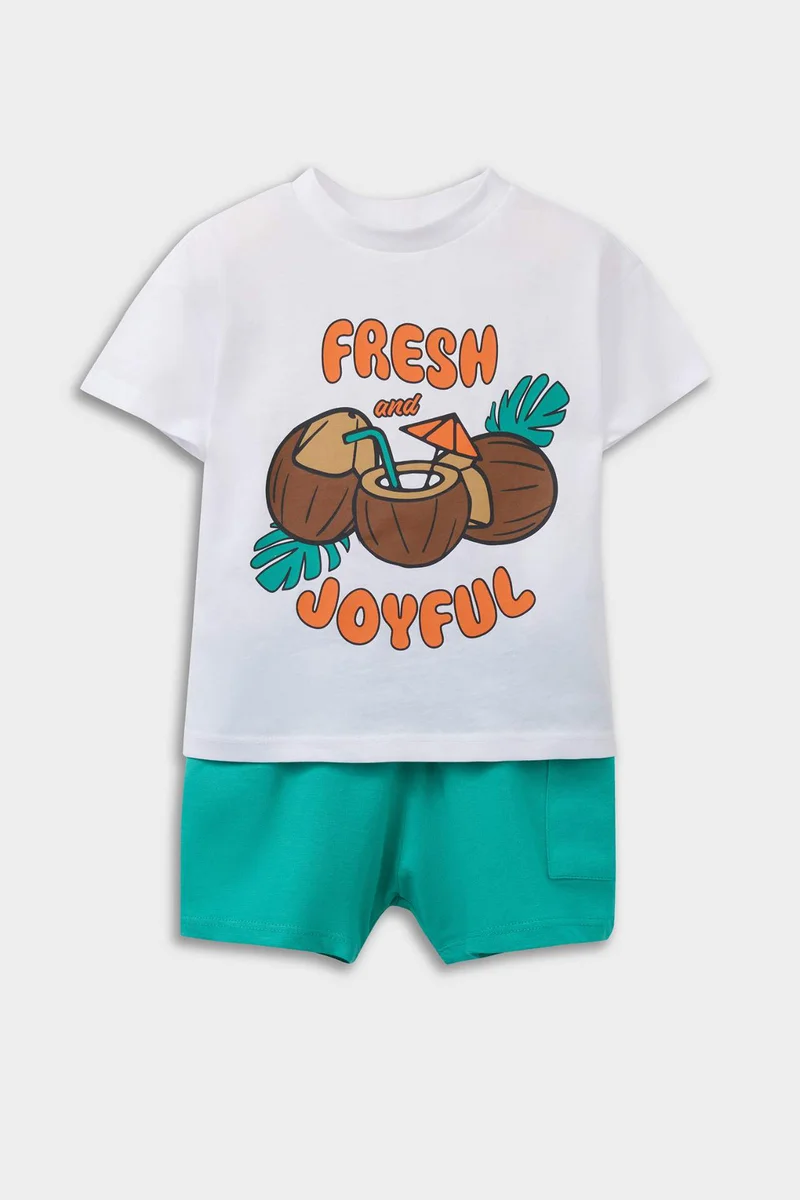 ديفاكتو Baby Boy Printed T-Shirt Shorts 2 Piece Set