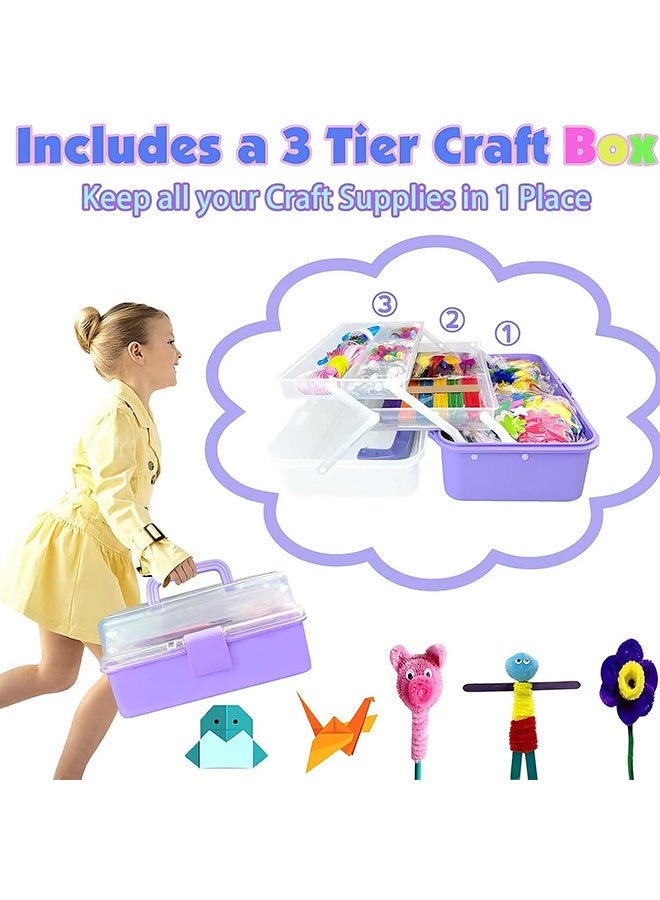 Beauenty Arts and Crafts Supplies for Kid, 1400+ PCS DIY Craft Box for Kids, Craft Art Supply Kit for Toddlers Kids Craft Supplies & Materials Age 3+ (Pink) - Image 5