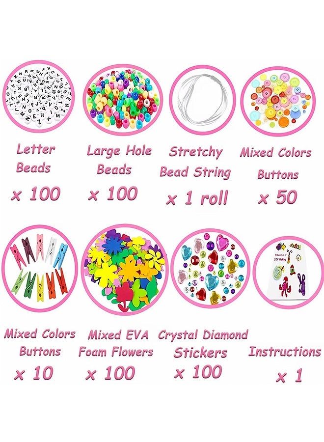 Beauenty Arts and Crafts Supplies for Kid, 1400+ PCS DIY Craft Box for Kids, Craft Art Supply Kit for Toddlers Kids Craft Supplies & Materials Age 3+ (Pink) - Image 3