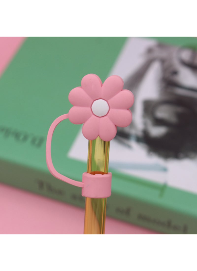 Generic 1 x 5 pcs Silicone Straw Cap Flower Cloud Cartoon for Stanley Cup Dustproof Cover 10mm pink white flowers