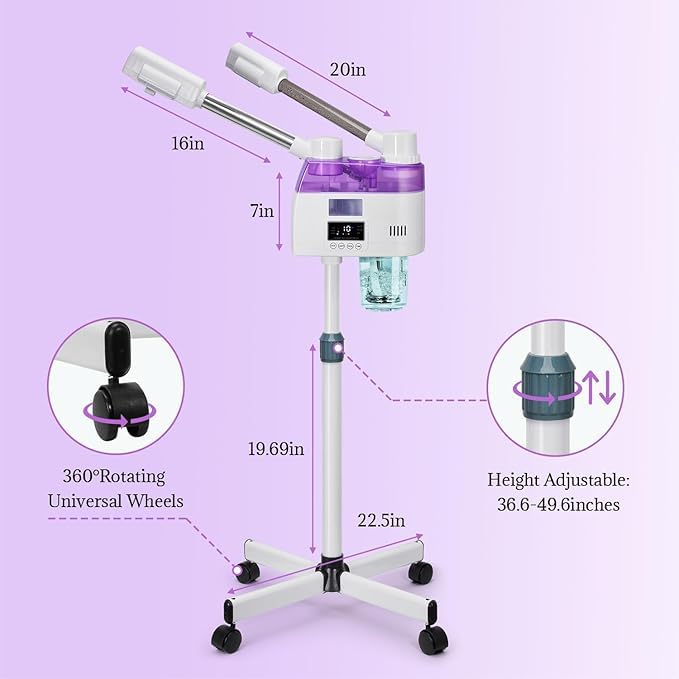 Qtavia 2 in 1 Hot Cold Hair And Face Spa Steamer Machine White - Image 3