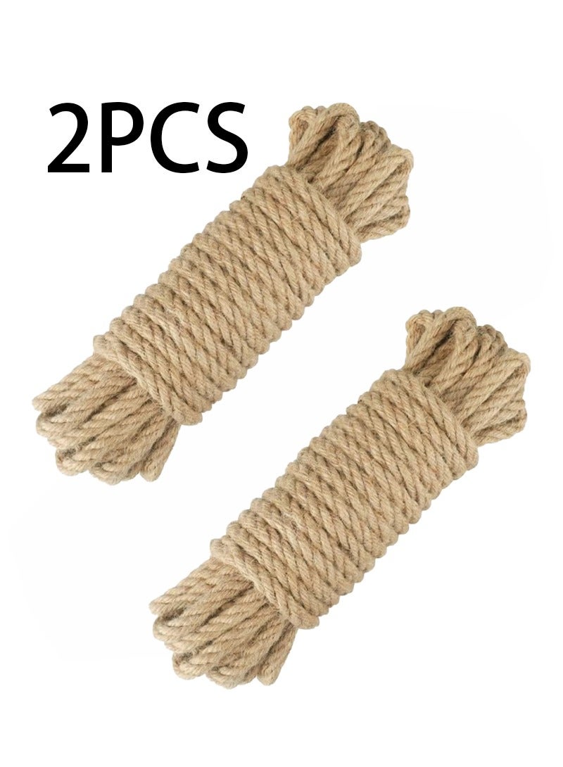 Unewshi 10M Jute Rope 10mm Natural Jute Twine Rustic Cord String for DIY Box Packing Wedding Decoration Bundling Wrapping Floristry Arts Crafts （2PCS） - Image 1