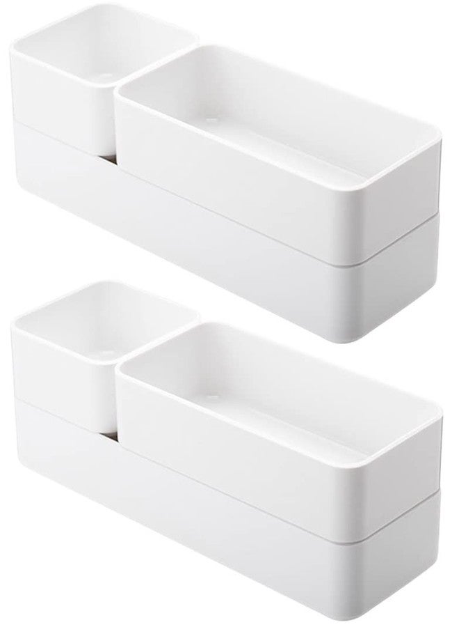 RAUVOLFIA Plastic Drawer Organizer Set, Bathroom Vanity Drawer Organizer Trays Dividers, Versatile Storage Bins for Makeup, Jewelry and Office, Desk, Bathroom, Bedroom, Kitchen (White-6 Pack) - Image 3