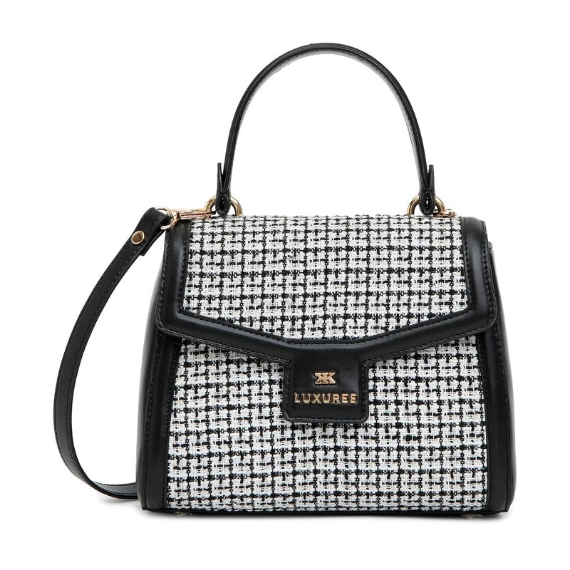 KLEIO Structured Tweed Hand Bag with Top Handle for Women - Image 1