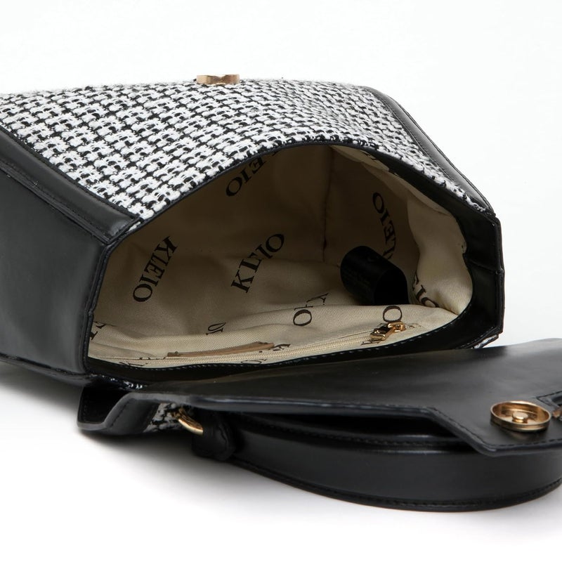 KLEIO Structured Tweed Hand Bag with Top Handle for Women - Image 4