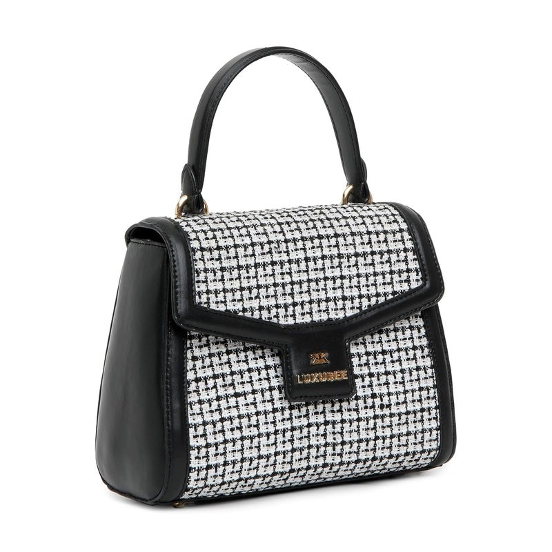 KLEIO Structured Tweed Hand Bag with Top Handle for Women - Image 2