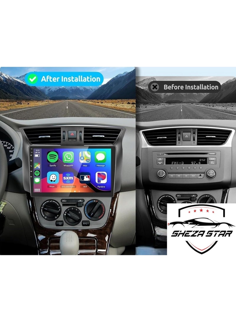SHEZA STAR Android Car Stereo for Nissan Sentra 2012-2015 4GB RAM 64GB ROM Support Carplay, M-Link Wi-Fi BT, Radio GPS, 10 Inch IPS.QLED, Screen with 360D Camera Included - Image 2