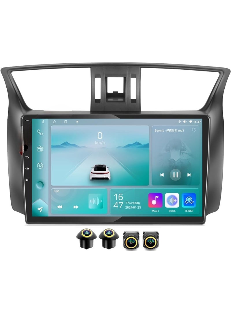 SHEZA STAR Android Car Stereo for Nissan Sentra 2012-2015 4GB RAM 64GB ROM Support Carplay, M-Link Wi-Fi BT, Radio GPS, 10 Inch IPS.QLED, Screen with 360D Camera Included - Image 1