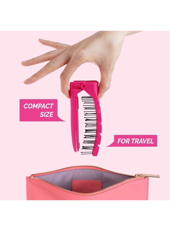 F3 Systems Folding Hair Brush with Mirror, Travel Folding Brush, Compact for Storage, Hair Brush Detangling Comb for Adult and Kids, Portable & Pocket Brush with Mirror, Healthy Shine, Wet & Dry Hair - Image 2