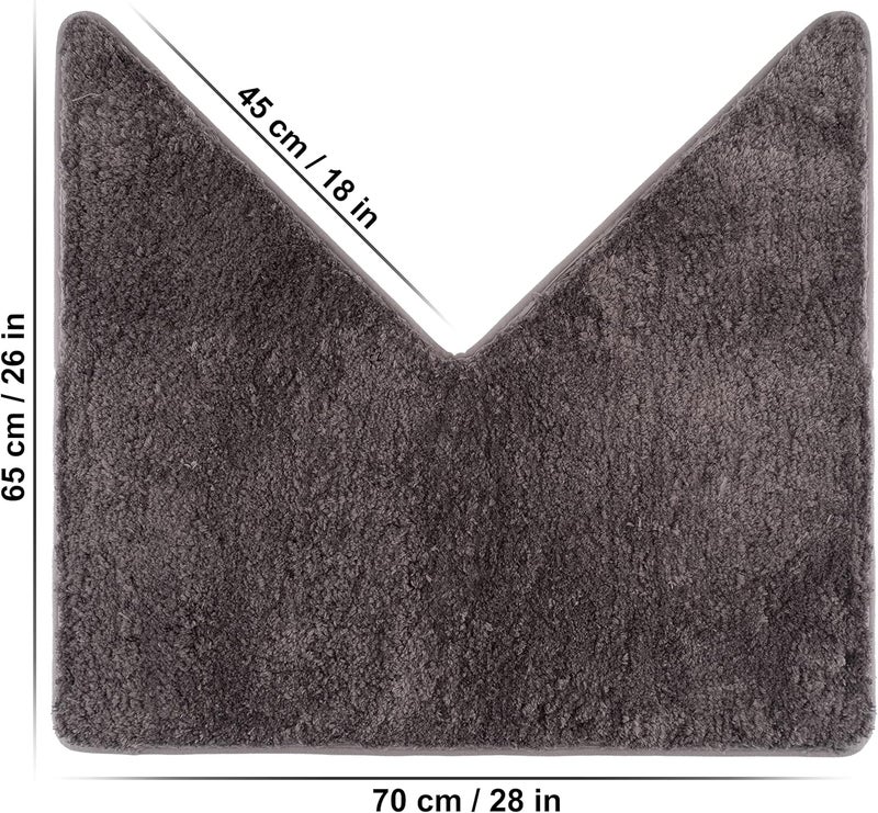 FLUFFY ® Bath Mat for Corner Showers, made of Microfibre, with Non-Slip Bottom (V-Shape | Inner Dimensions 45 x 45 cm, Anthracite) - Image 3