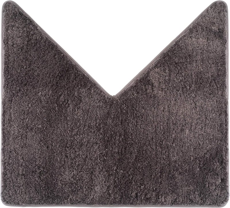 FLUFFY ® Bath Mat for Corner Showers, made of Microfibre, with Non-Slip Bottom (V-Shape | Inner Dimensions 45 x 45 cm, Anthracite) - Image 1