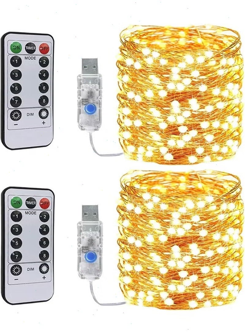 أضواء LED زخرفية لرمضان، زينة رمضان، أضواء LED لرمضان، 2 × 10 أمتار من الأضواء المنزلية ذات اللون الأبيض الدافئ التي تعمل بالطاقة عبر USB - Image 2