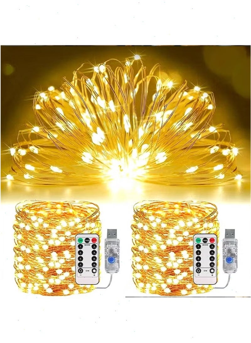 أضواء LED زخرفية لرمضان، زينة رمضان، أضواء LED لرمضان، 2 × 10 أمتار من الأضواء المنزلية ذات اللون الأبيض الدافئ التي تعمل بالطاقة عبر USB - Image 1