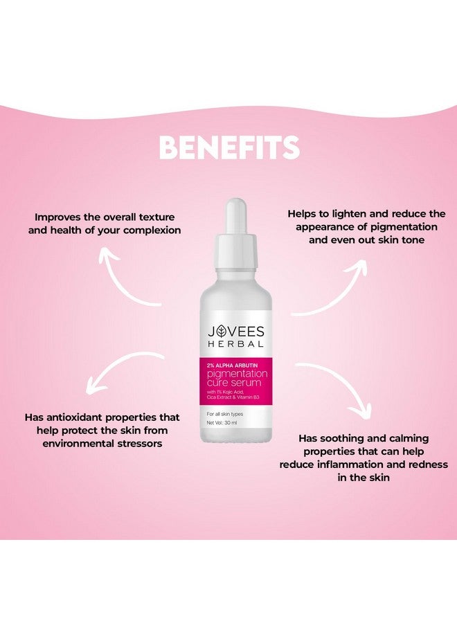 Jovees Herbal 2% Alpha Arbutin Pigmentation Cure Serum With 1% Kojic Acid Cica Extract & Vitamin B3 Reduces Blemishes & Improves Skin Texture Brightens Skin For All Skin Types 30 Ml - Image 5