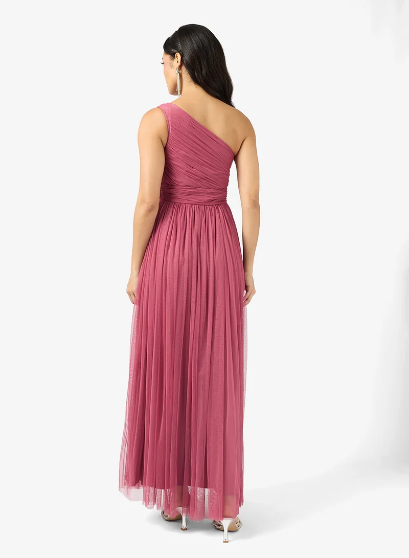 Lace and Beads One Shoulder Maxi Dress