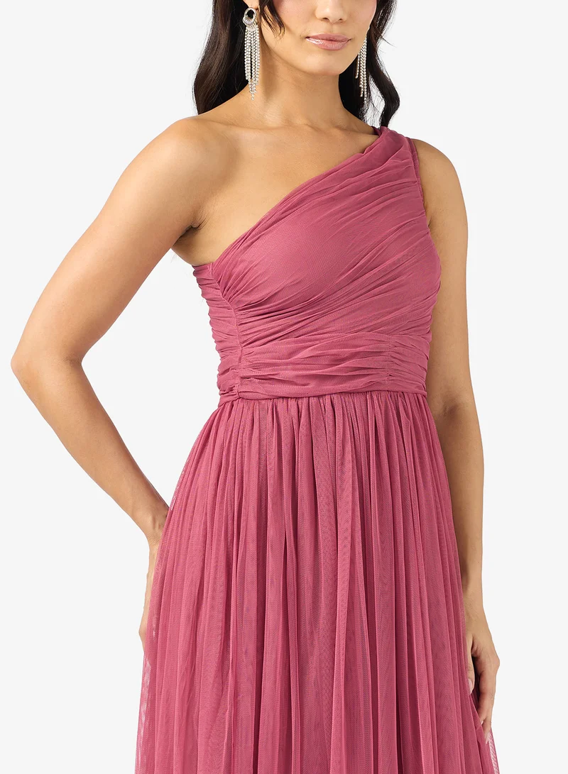 Lace and Beads One Shoulder Maxi Dress