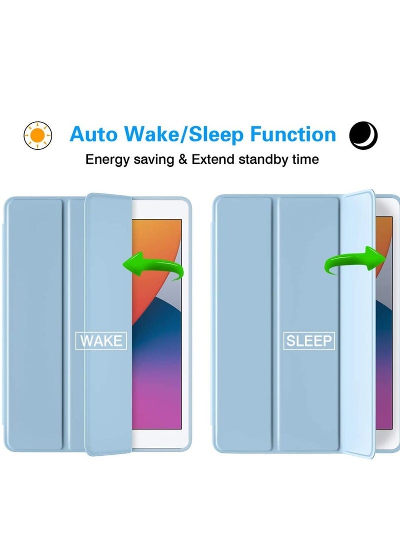 ELTRAZONE Case for iPad 8th Generation/iPad 10.2 Case 2020, Smart Folio Soft TPU Protective Case Cover with Apple Pencil Holder for iPad 8th/7th Gen, Auto Sleep/Wake, Full Body Protection - Sky Blue - Image 4