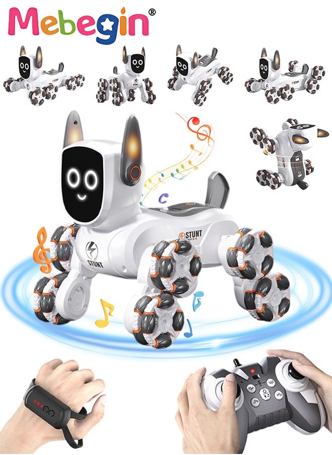 MEBEGIN Stunt Robot Dog Toys for Kids, Cool Mechanical Dog with 360° Rotation Feature, Remote Control Car with Various Postures, Rechargeable RC Car, Stunt Car Toy with Light and Music, Gesture Sensing Robot Toys, Ideal Gift for Kids, 26.5*16*16cm  - Image 1