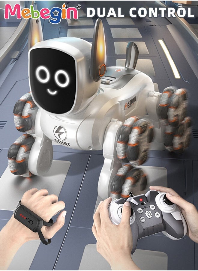 MEBEGIN Stunt Robot Dog Toys for Kids, Cool Mechanical Dog with 360° Rotation Feature, Remote Control Car with Various Postures, Rechargeable RC Car, Stunt Car Toy with Light and Music, Gesture Sensing Robot Toys, Ideal Gift for Kids, 26.5*16*16cm  - Image 4