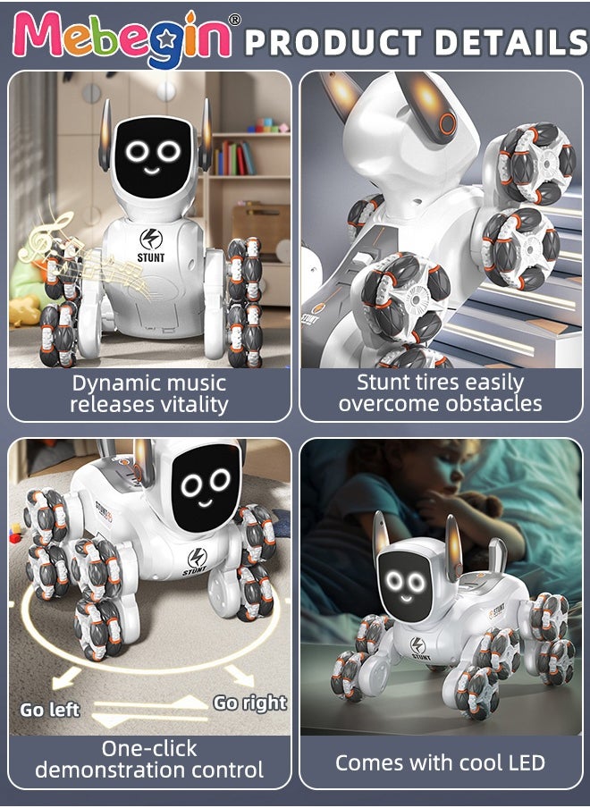 Stunt Robot Dog Toys for Kids, Cool Mechanical Dog with 360° Rotation Feature, Remote Control Car with Various Postures, Rechargeable RC Car, Stunt Car Toy with Light and Music, Gesture Sensing Robot Toys, Ideal Gift for Kids, 26.5*16*16cm