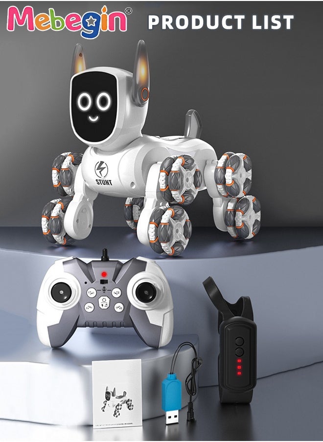 Stunt Robot Dog Toys for Kids, Cool Mechanical Dog with 360° Rotation Feature, Remote Control Car with Various Postures, Rechargeable RC Car, Stunt Car Toy with Light and Music, Gesture Sensing Robot Toys, Ideal Gift for Kids, 26.5*16*16cm