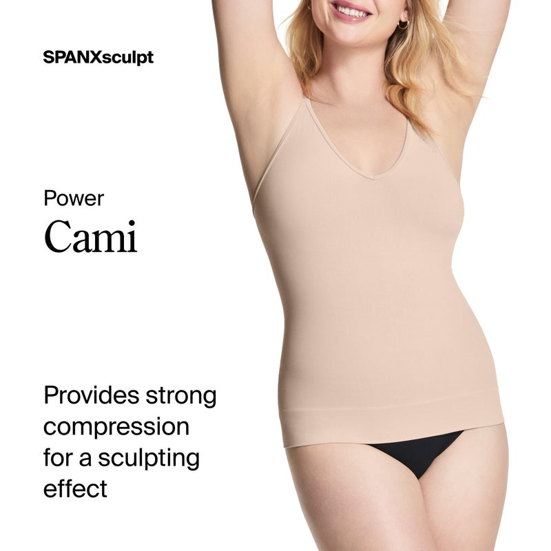 SPANXsculpt Power Series Cami - Camisole Shapewear for Women - Adjustable Straps - V Neck - Soft, Seamless Cami - Soft Nude - Medium - Image 2