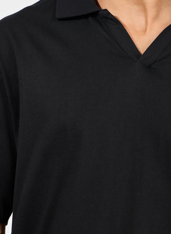 ستايلي طقم بولو وشورت قطني ثقيل بقصة فضفاضة - Image 3