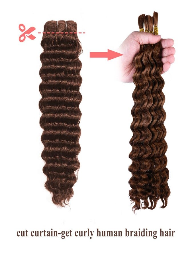 ALLRUN Deep Wave Brown Human Hair Bundles Curly Bundles Chocolate Brown Brazilian Human Hair Bundles Curly Wave Extensions 4# Color 182022 Inch - Image 4