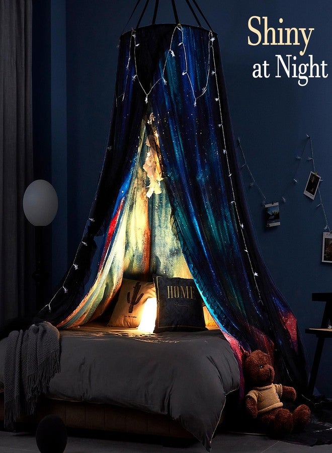 Kertnic Gorgeous Aurora Printed Bed Canopy for Girls & Adults, Room Decorative Cozy Bed Curtain Canopy Drapes, Round Dome Luxurious Lace Princess Canopies Mosquito Netting (Aurora) - Image 3