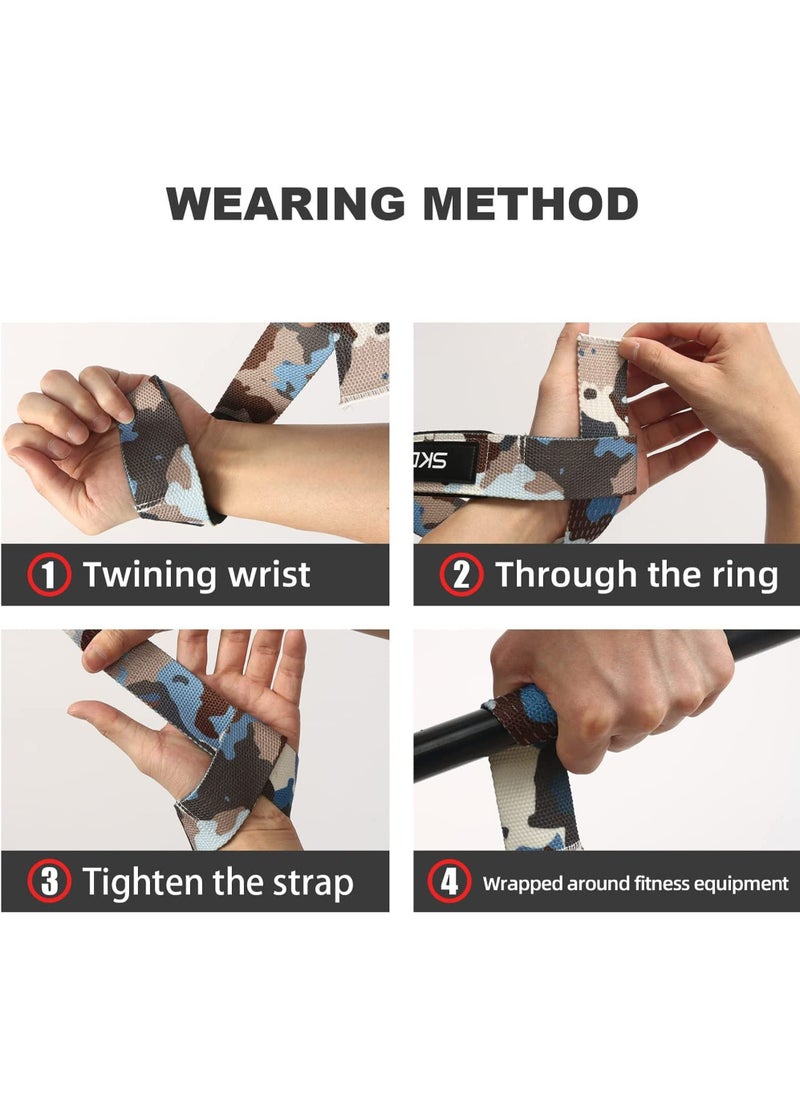 Rock Pow Cotton Hard Pull Wrist Lifting Straps Grips Band-Deadlift Straps with Neoprene Cushioned Wrist Padded and Anti-Skid Silicone - for Weightlifting Bodybuilding Xfit Strength Training  - Image 3