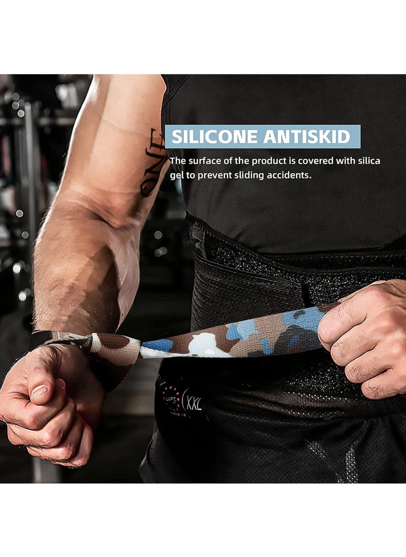 Cotton Hard Pull Wrist Lifting Straps Grips Band-Deadlift Straps with Neoprene Cushioned Wrist Padded and Anti-Skid Silicone - for Weightlifting Bodybuilding Xfit Strength Training