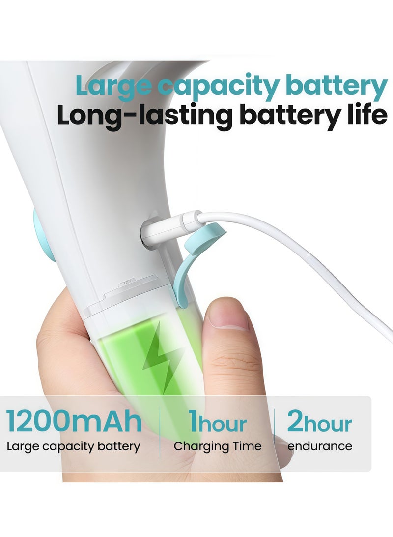 Rechargeable Electric Spin Floor Scrubber, Portable Handheld Cleaning Brush with 5 Replaceable Brush Heads, Cordless Portable Electric Floor Scrubber, Electric Bathroom Floor Scrubber for Cleaning Tiles, Sinks, Windows, Floors, Bathtubs and Cars.  - Image 5