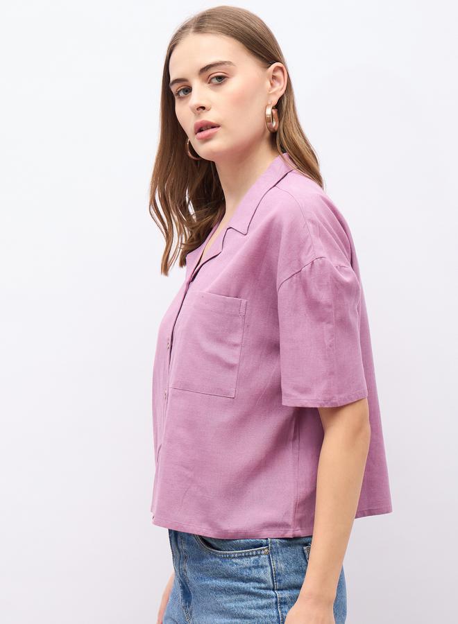 Styli Notch Collar Buttoned Regular Fit Shirt  - Image 3