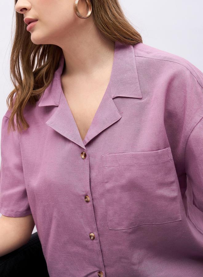 Styli Notch Collar Buttoned Regular Fit Shirt  - Image 4