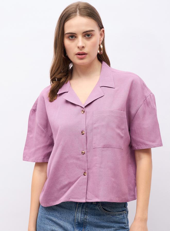 Styli Notch Collar Buttoned Regular Fit Shirt  - Image 2
