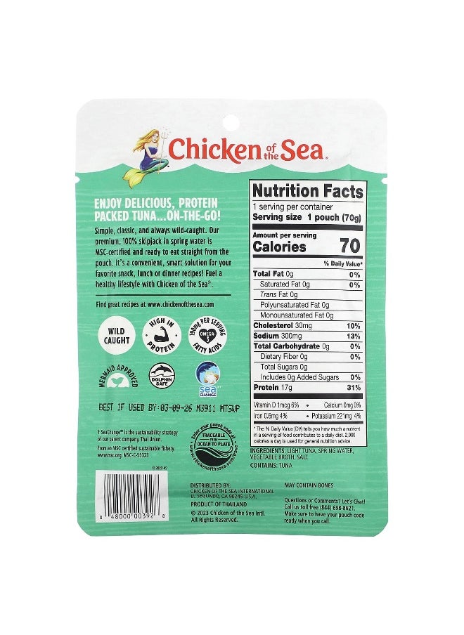 Chicken Of The Sea Chicken of the Sea, Wild Caught Light Tuna in Spring Water, 2.5 oz (70 g)  - Image 2