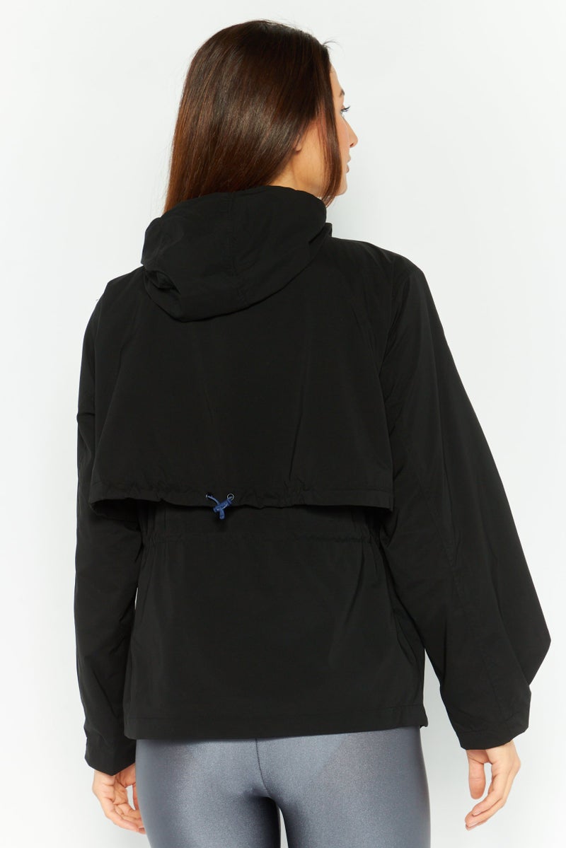 LACOSTE Women Brand Logo Windbreaker Jacket, Black - Image 4