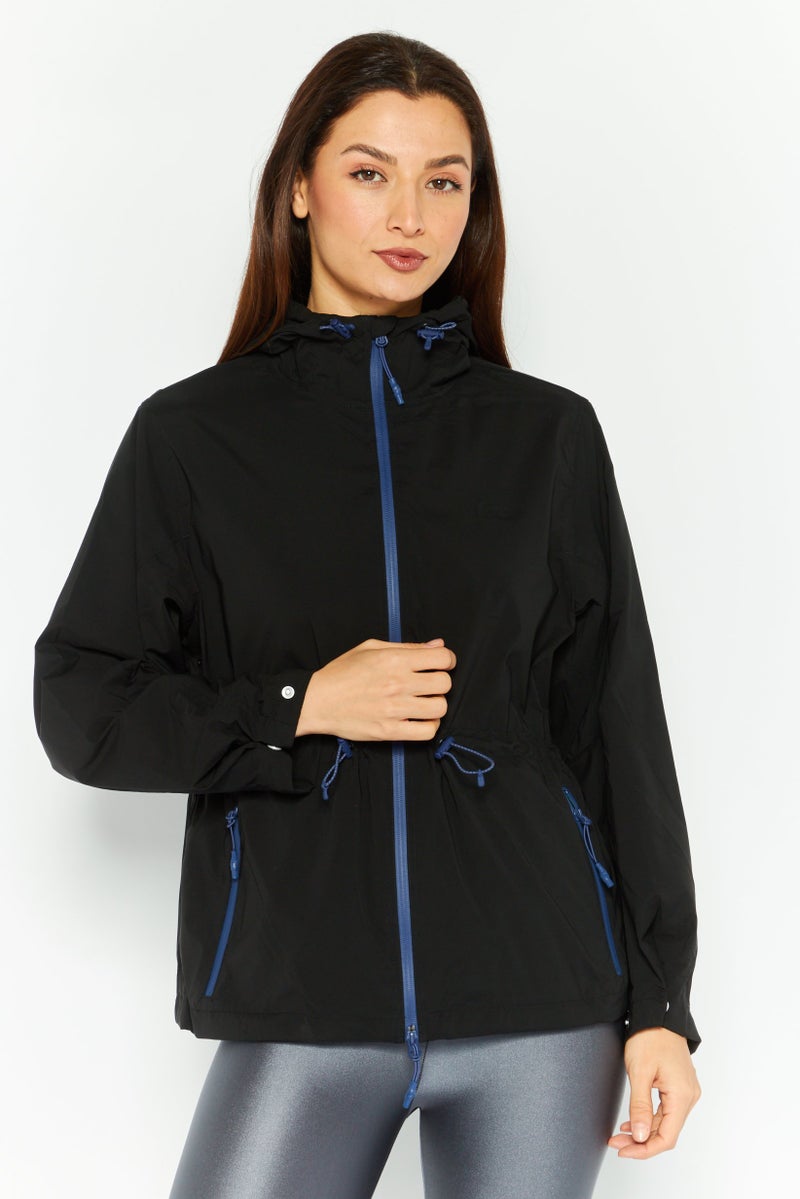 LACOSTE Women Brand Logo Windbreaker Jacket, Black - Image 1