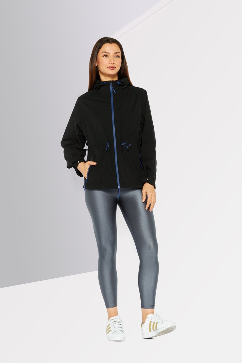 LACOSTE Women Brand Logo Windbreaker Jacket, Black - Image 2