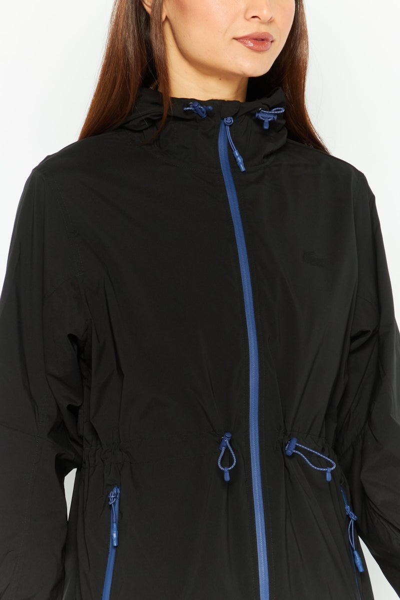 LACOSTE Women Brand Logo Windbreaker Jacket, Black - Image 3