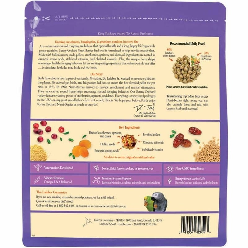 LAFEBER'S Sunny Orchard Nutri-Berries Pet Bird Food, Made with Non-GMO and Human-Grade Ingredients, for Parrots, 3 lb - Image 2
