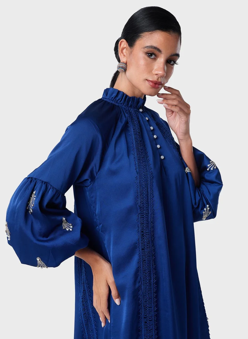 Threadz by Ajooni Peplum Hem Embellished Sleeve Kaftan
