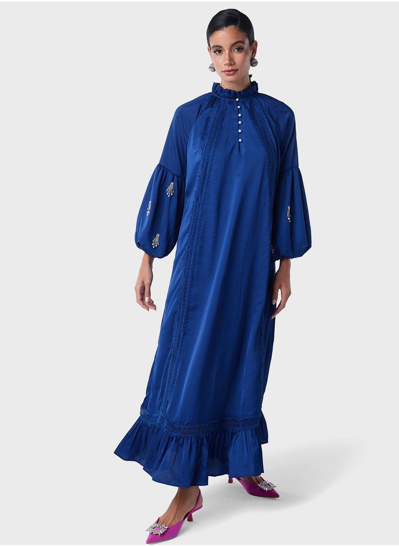 Threadz by Ajooni - Peplum Hem Embellished Sleeve Kaftan - Image 1