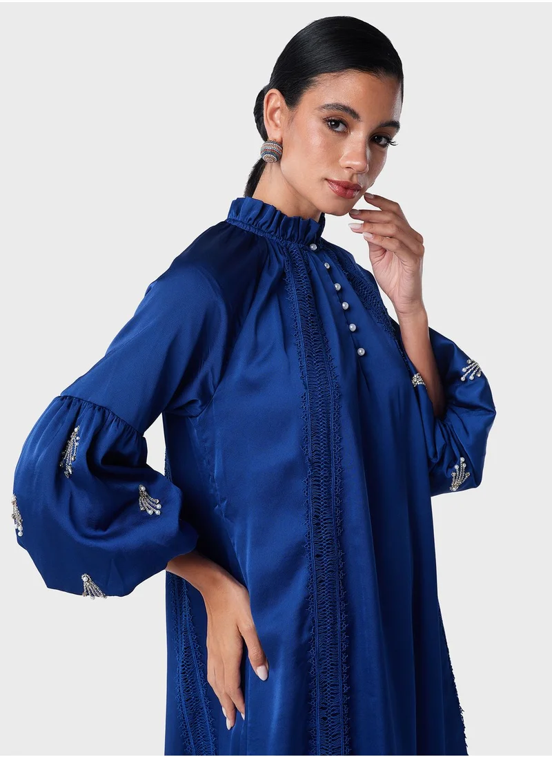 Threadz by Ajooni Peplum Hem Embellished Sleeve Kaftan