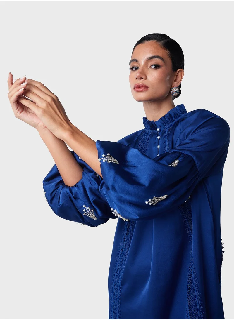 Threadz by Ajooni Peplum Hem Embellished Sleeve Kaftan